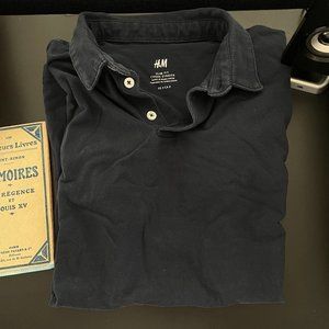 H&M Cotton Breezy Polo in Navy Blue